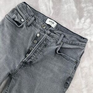 AGOLDE Nico Jeans Women 25 Button Fly Black High Rise Fit Raw Hem A093B-1286